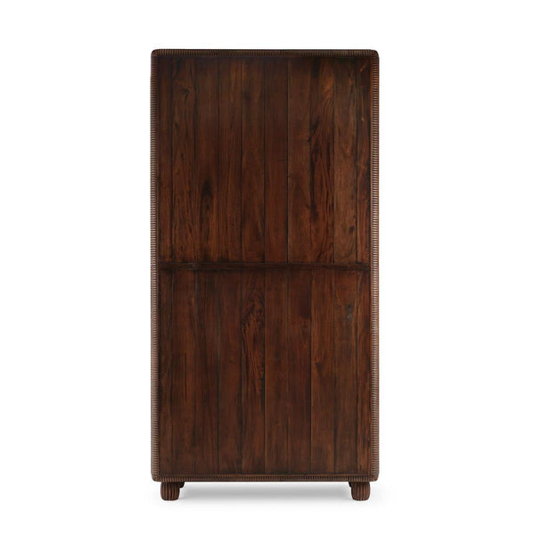Bramble Toulouse Glass Display Cabinet in Matt Teak Brown w/ Putty Interior-Bramble-Blue Hand Home