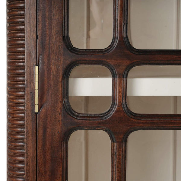 Bramble Toulouse Glass Display Cabinet in Matt Teak Brown w/ Putty Interior-Bramble-Blue Hand Home