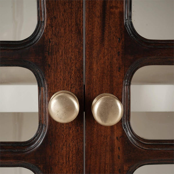 Bramble Toulouse Glass Display Cabinet in Matt Teak Brown w/ Putty Interior-Bramble-Blue Hand Home