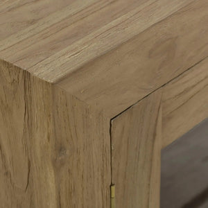 Bramble Tuscan Rustic Distressed Teak 4 Door Sideboard in Teak Natural w/ Weathered Teak Distressing-Bramble-Blue Hand Home