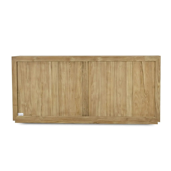 Bramble Tuscan Rustic Distressed Teak 4 Door Sideboard in Teak Natural w/ Weathered Teak Distressing-Bramble-Blue Hand Home