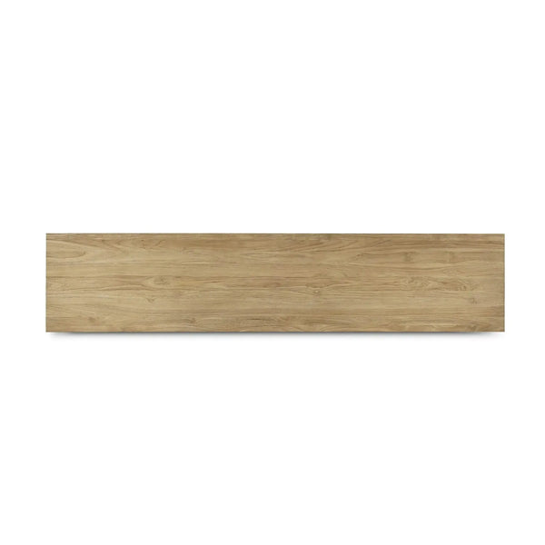 Bramble Tuscan Rustic Distressed Teak 4 Door Sideboard in Teak Natural w/ Weathered Teak Distressing-Bramble-Blue Hand Home