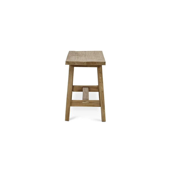 Tuscan Rustic Distressed Teak Bench in Teak Natural w/ Weathered Teak Distressing-Blue Hand Home