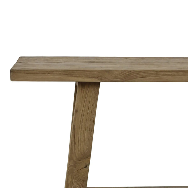 Tuscan Rustic Distressed Teak Bench in Teak Natural w/ Weathered Teak Distressing-Blue Hand Home