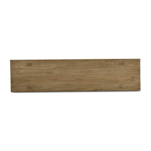 Tuscan Rustic Distressed Teak Bench in Teak Natural w/ Weathered Teak Distressing-Blue Hand Home