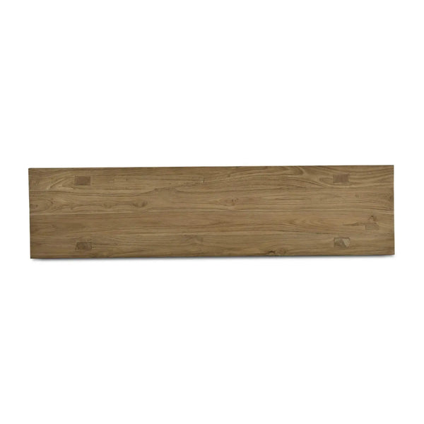 Tuscan Rustic Distressed Teak Bench in Teak Natural w/ Weathered Teak Distressing-Blue Hand Home