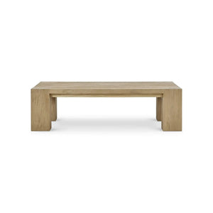 Bramble Tuscan Rustic Distressed Teak Coffee Table in Teak Natural w/ Weathered Teak Distressing-Bramble-Blue Hand Home