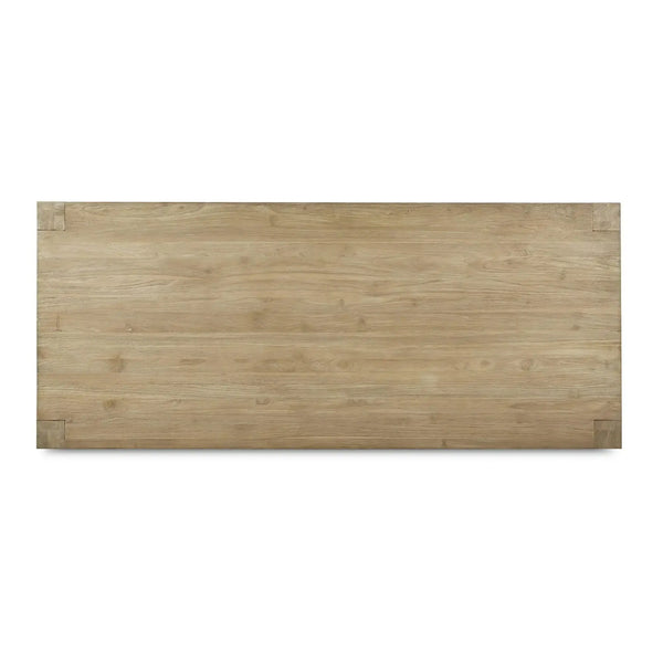 Bramble Tuscan Rustic Distressed Teak Dining Table in Teak Natural w/ Weathered Teak Distressing-Bramble-Blue Hand Home