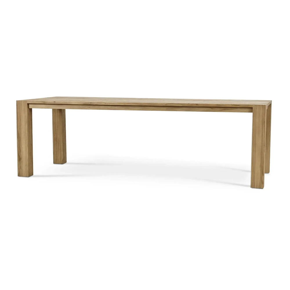 Bramble Tuscan Rustic Distressed Teak Dining Table in Teak Natural w/ Weathered Teak Distressing-Bramble-Blue Hand Home