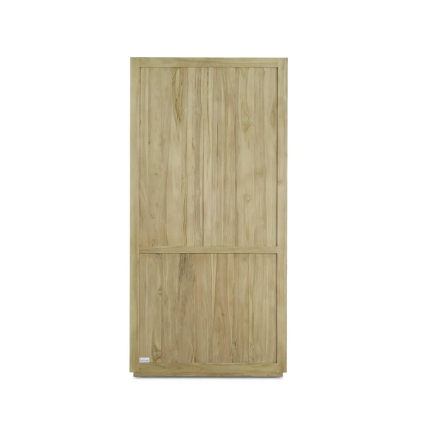 Bramble Tuscan Rustic Distressed Teak Display Cabinet in Teak Natural w/ Weathered Teak Distressing-Bramble-Blue Hand Home