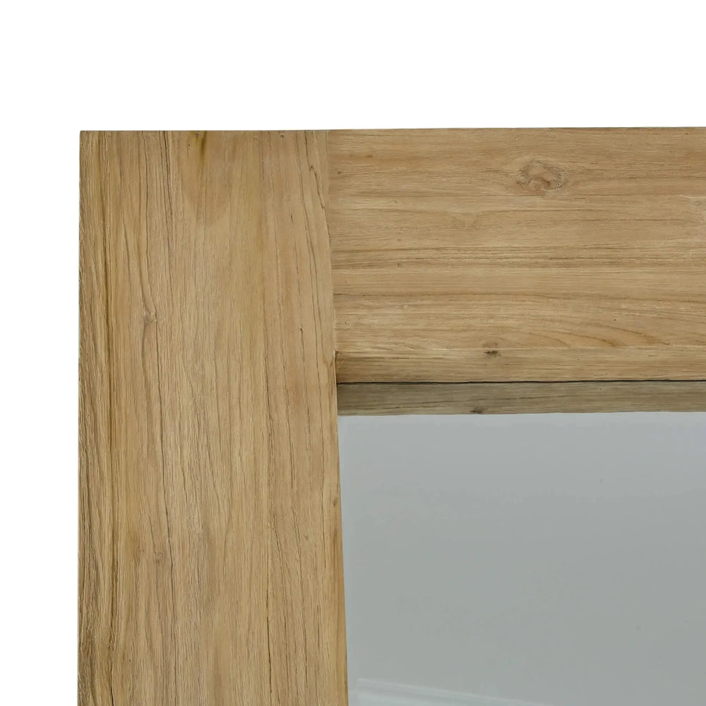Bramble Tuscan Rustic Distressed Teak Large Mirror in Teak Natural w/ Weathered Teak Distressing-Bramble-Blue Hand Home