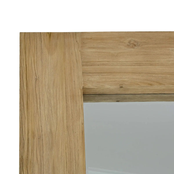 Bramble Tuscan Rustic Distressed Teak Large Mirror in Teak Natural w/ Weathered Teak Distressing-Bramble-Blue Hand Home