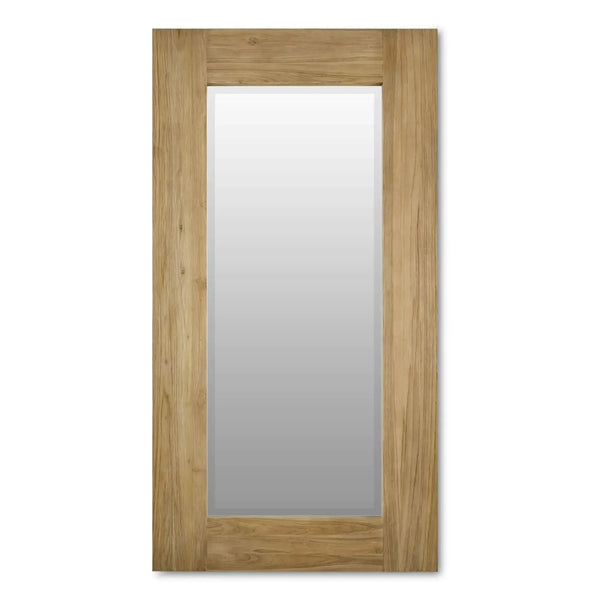 Bramble Tuscan Rustic Distressed Teak Large Mirror in Teak Natural w/ Weathered Teak Distressing-Bramble-Blue Hand Home