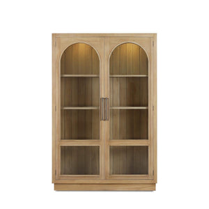 Bramble Vannes 2 Door Display Cabinet in Fruitwood w/ Glass Shelves & LED Lights-Bramble-Blue Hand Home