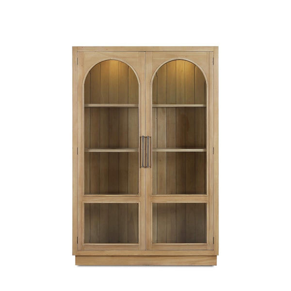 Bramble Vannes 2 Door Display Cabinet in Fruitwood w/ Glass Shelves & LED Lights-Bramble-Blue Hand Home