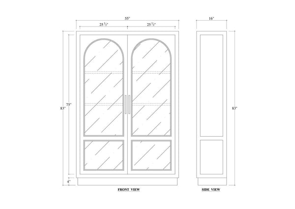 Bramble Vannes 2 Door Display Cabinet in Fruitwood w/ Glass Shelves & LED Lights-Bramble-Blue Hand Home