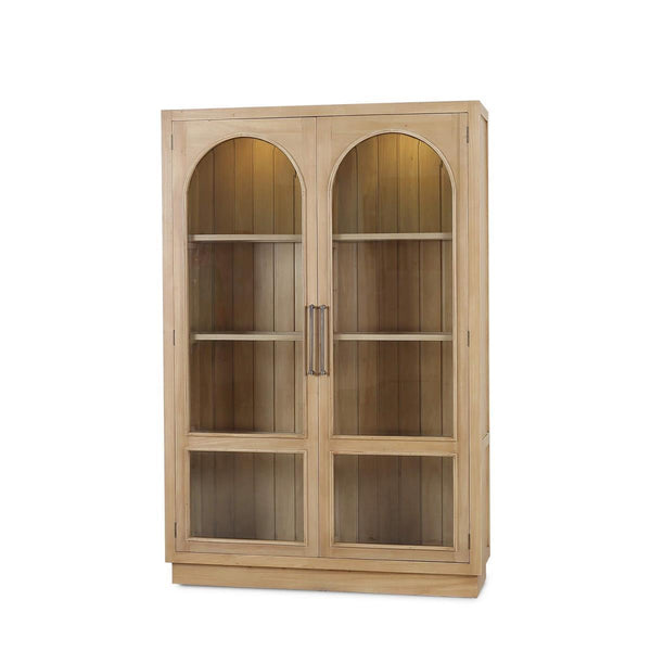 Bramble Vannes 2 Door Display Cabinet in Fruitwood w/ Glass Shelves & LED Lights-Bramble-Blue Hand Home