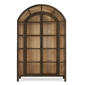 Bramble Vannes 2 Door Display Cabinet In Straw Wash W/ Driftwood Interior-Bramble-Blue Hand Home