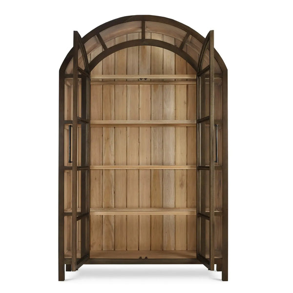 Bramble Vannes 2 Door Display Cabinet In Straw Wash W/ Driftwood Interior-Bramble-Blue Hand Home