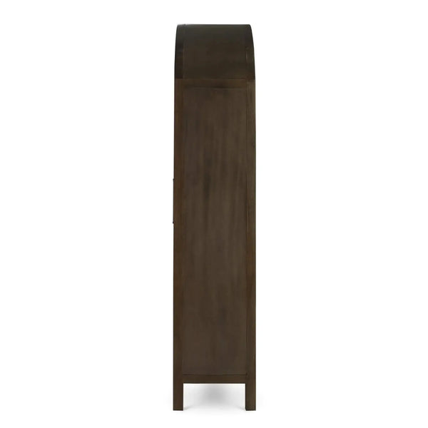 Bramble Vannes 2 Door Display Cabinet In Straw Wash W/ Driftwood Interior-Bramble-Blue Hand Home