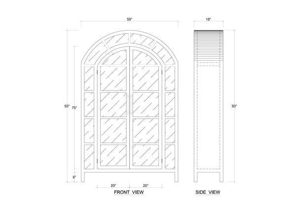 Bramble Vannes 2 Door Display Cabinet In Straw Wash W/ Driftwood Interior-Bramble-Blue Hand Home