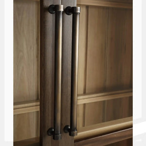 Bramble Vannes 2 Door Display Cabinet In Straw Wash W/ Driftwood Interior-Bramble-Blue Hand Home