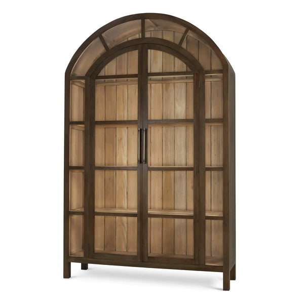 Bramble Vannes 2 Door Display Cabinet In Straw Wash W/ Driftwood Interior-Bramble-Blue Hand Home
