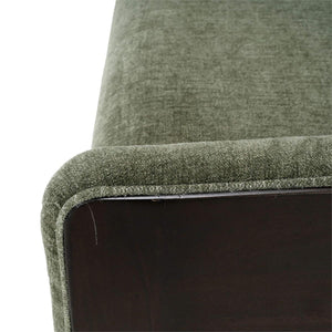 Bramble Vannes Bench w/ Legs in Walnut & w/ Thames Moss Green Performance Fabric-Bramble-Blue Hand Home