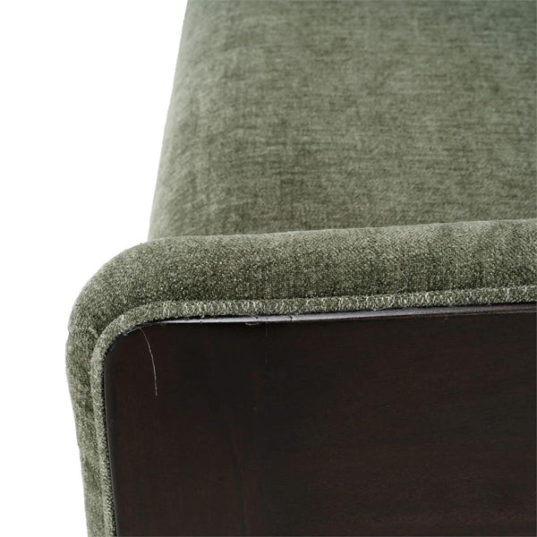 Bramble Vannes Bench w/ Legs in Walnut & w/ Thames Moss Green Performance Fabric-Bramble-Blue Hand Home