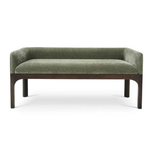 Bramble Vannes Bench w/ Legs in Walnut & w/ Thames Moss Green Performance Fabric-Bramble-Blue Hand Home
