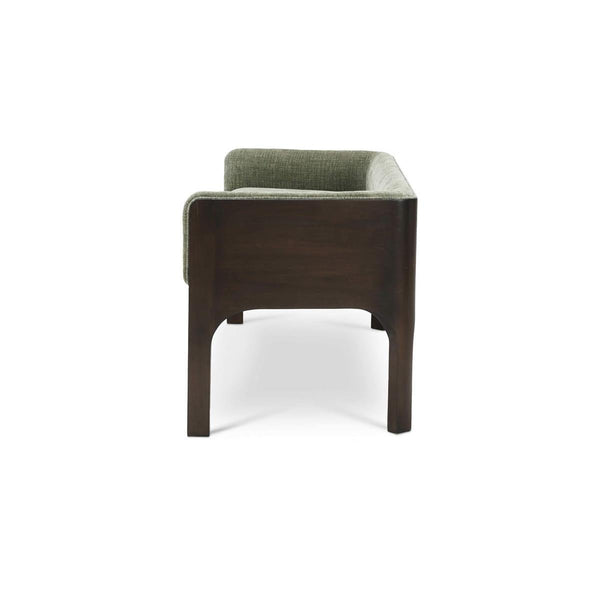 Bramble Vannes Bench w/ Legs in Walnut & w/ Thames Moss Green Performance Fabric-Bramble-Blue Hand Home