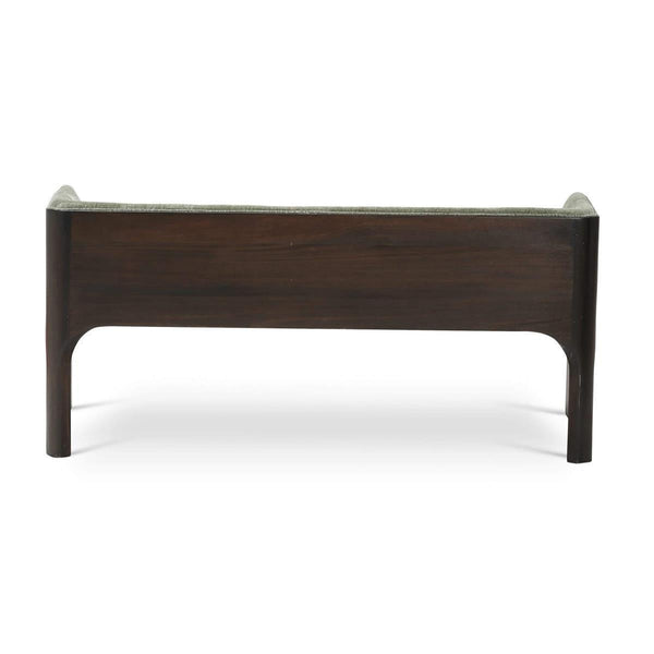 Bramble Vannes Bench w/ Legs in Walnut & w/ Thames Moss Green Performance Fabric-Bramble-Blue Hand Home