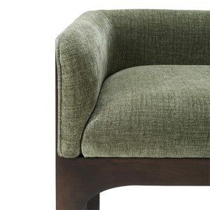 Bramble Vannes Bench w/ Legs in Walnut & w/ Thames Moss Green Performance Fabric-Bramble-Blue Hand Home