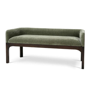 Bramble Vannes Bench w/ Legs in Walnut & w/ Thames Moss Green Performance Fabric-Bramble-Blue Hand Home