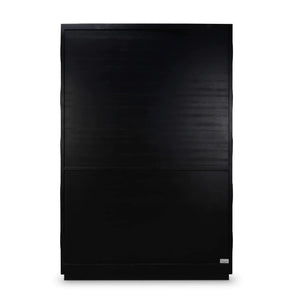 Bramble Vannes Crescent Bookcase In Batavia Black W/ Sandbar Interior-Bramble-Blue Hand Home