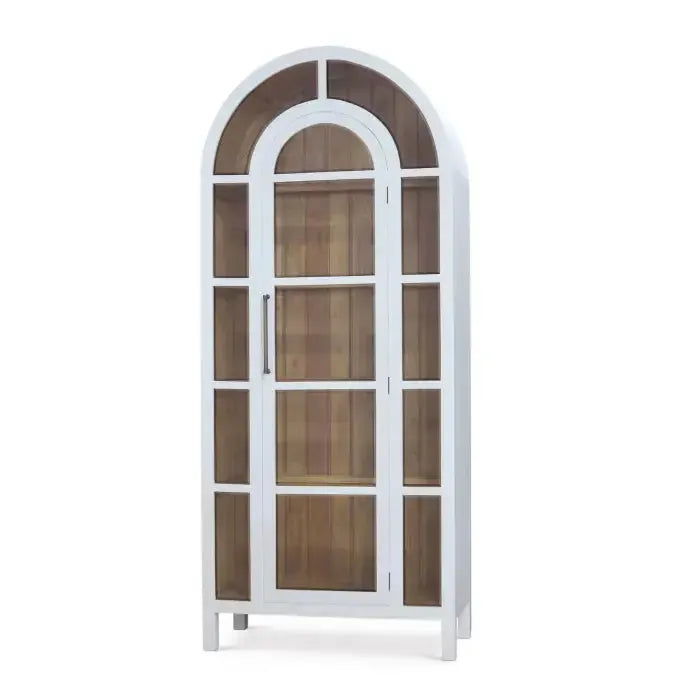 Bramble Vannes Display Cabinet W/ Glass Shelves In True White W/ Driftwood Interior-Bramble-Blue Hand Home