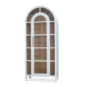 Bramble Vannes Display Cabinet W/ Glass Shelves In True White W/ Driftwood Interior-Bramble-Blue Hand Home