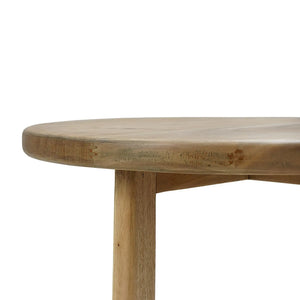 Bramble Vannes Round End Table In Fruitwood-Bramble-Blue Hand Home