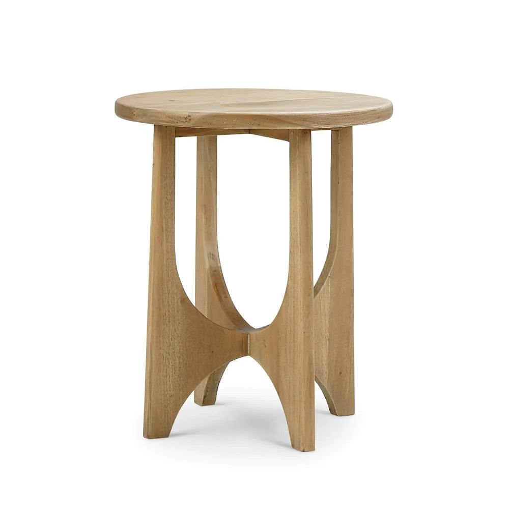 Bramble Vannes Round End Table In Fruitwood-Bramble-Blue Hand Home