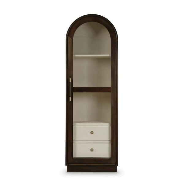 Bramble Vannes Single Door Display Cabinet in Walnut w/ Putty Interior-Bramble-Blue Hand Home