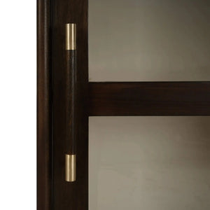 Bramble Vannes Single Door Display Cabinet in Walnut w/ Putty Interior-Bramble-Blue Hand Home