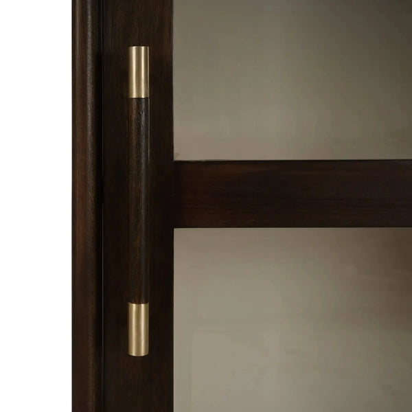 Bramble Vannes Single Door Display Cabinet in Walnut w/ Putty Interior-Bramble-Blue Hand Home