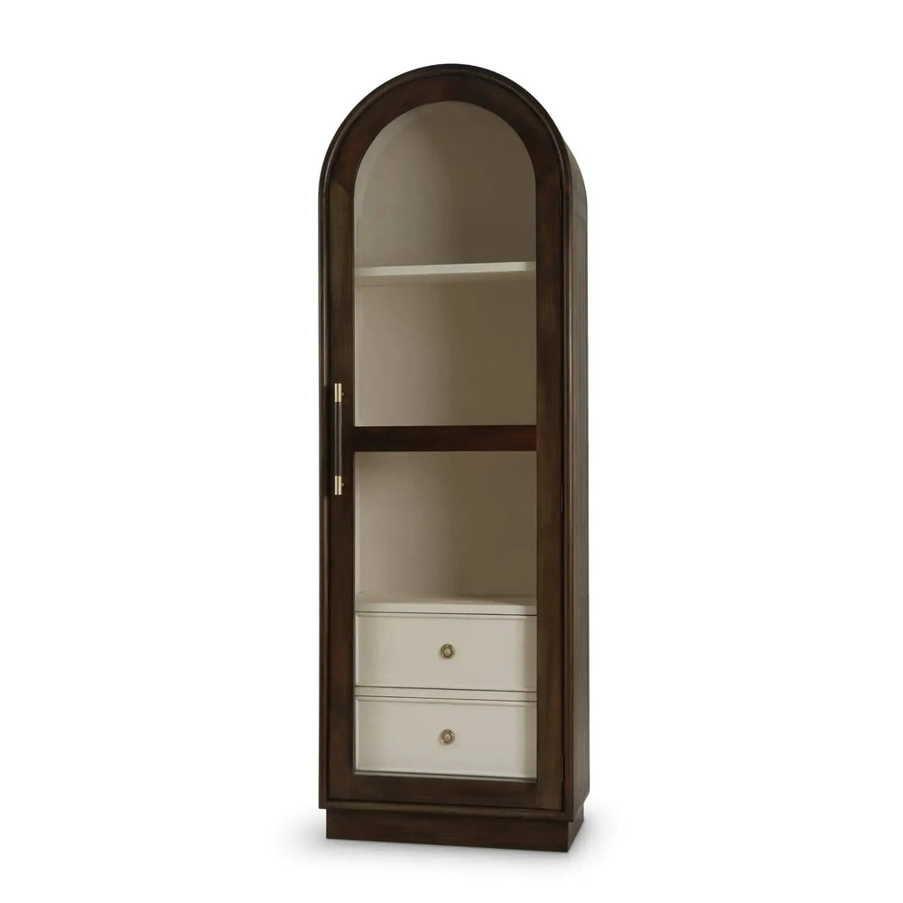 Bramble Vannes Single Door Display Cabinet in Walnut w/ Putty Interior-Bramble-Blue Hand Home