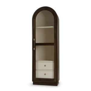 Bramble Vannes Single Door Display Cabinet in Walnut w/ Putty Interior-Bramble-Blue Hand Home