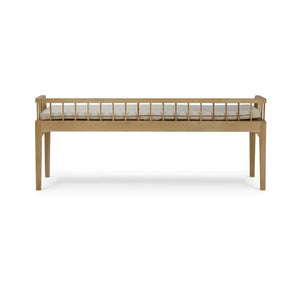 Bramble Versai Fluted Bench In Fruitwood W/ Natural Performance Fabric-Bramble-Blue Hand Home