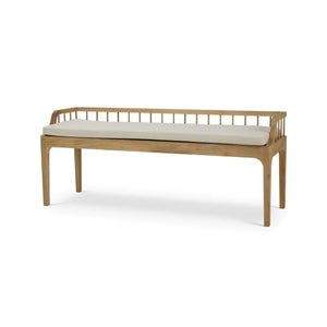 Bramble Versai Fluted Bench In Fruitwood W/ Natural Performance Fabric-Bramble-Blue Hand Home