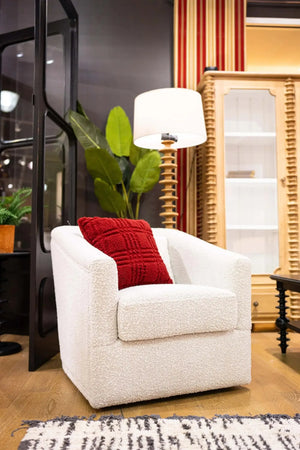 Bramble Victor Swivel Chair In Boucle Sand Performance Fabric-Bramble-Blue Hand Home