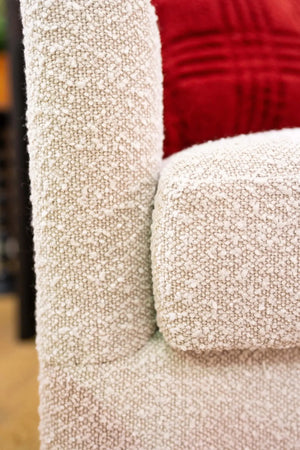 Bramble Victor Swivel Chair In Boucle Sand Performance Fabric-Bramble-Blue Hand Home