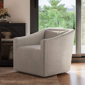Bramble Victor Swivel Chair In Boucle Sand Performance Fabric-Bramble-Blue Hand Home