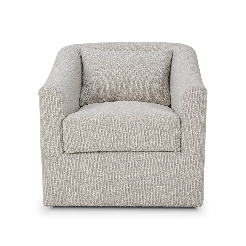 Bramble Victor Swivel Chair In Boucle Sand Performance Fabric-Bramble-Blue Hand Home